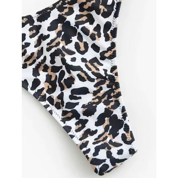 NEW Leopard Print Triangle Top Thong Bikini M - Picture 5 of 5